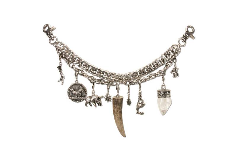 Moschen-Bayern Trachtenlederhose Charivari Herren Kette Schmuck Lederhosen Anhänger Silber Münzen Jagd enthält Teile tierischen Ursprungs - echt Hirschhorn von Moschen-Bayern
