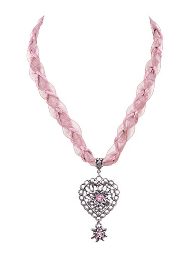 Moschen-Bayern Trachtenschmuck/Damen - Trachtenkette Edelweiß/Dirndlkette Edelweißkette/Trachtenherz/Herzkette Rosa von Moschen-Bayern