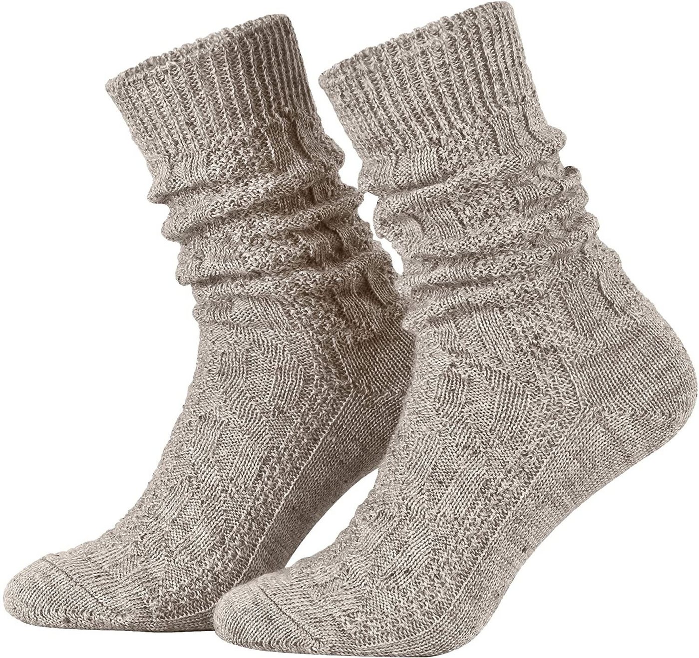 Moschen-Bayern Trachtensocken Trachtensocken Trachtenstrumpf Herren Trachtenstümpfe Socke Kurz Beige Zopfmuster von Moschen-Bayern