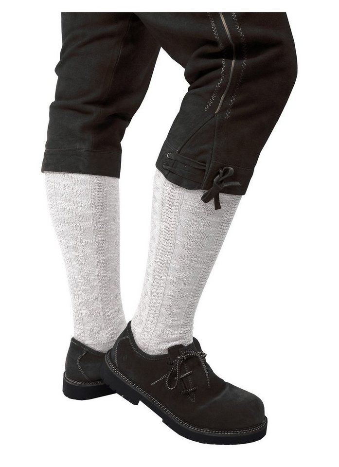 Moschen-Bayern Trachtensocken Trachtenstrumpf Herren Trachtenstrümpfe Trachtenkniestrumpf Weiß aus weicher Baumwoll-Mischung von Moschen-Bayern