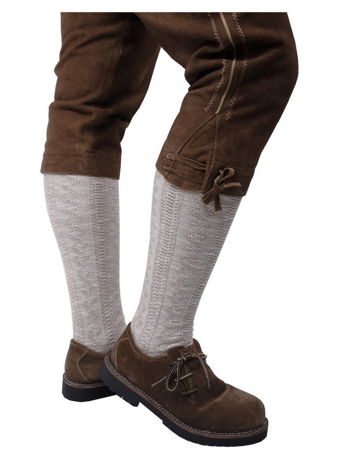 Moschen-Bayern Trachtensocken Trachtenstrumpf Herren Trachtenstrümpfe Trachtenkniestrumpf Kniebundstrumpf Trachten Lederhosen-Strümpfe lang Wolle Beige aus weicher Baumwoll-Mischung von Moschen-Bayern