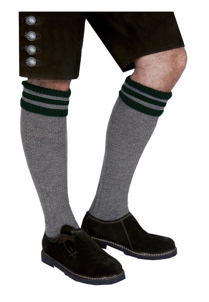 Moschen-Bayern Trachtensocken Trachtenstrumpf Herren Trachtenstrümpfe Trachtenkniestrumpf Grau aus weicher Woll-Mischung von Moschen-Bayern