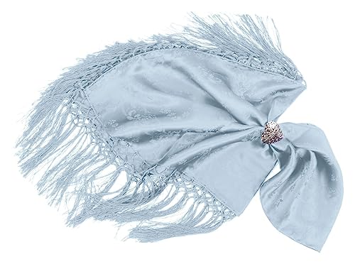 Moschen-Bayern Trachtentuch Dirndltuch Damen Ds Seidentuch mit Fransen - Trachtenseidentuch - Eisblau von Moschen-Bayern