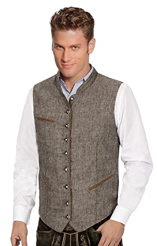 Moschen-Bayern Trachtenweste Herren Gilet Leinenweste Herrenweste Oktoberfest Weste-Trachten Beige Braun 56 von Moschen-Bayern