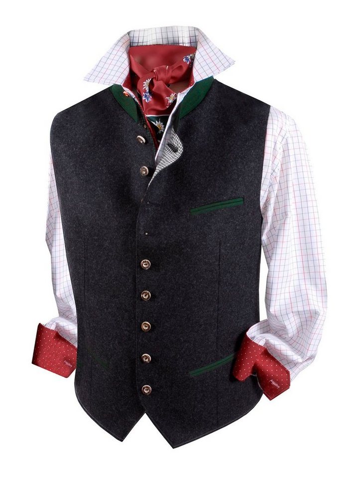 Moschen-Bayern Trachtenweste Trachtenweste Herren Weste Trachten Gilet Herrenweste Anthrazit Weste, Weste mit Stehkragen, Weste Lodentuch, Wollweste von Moschen-Bayern
