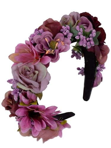 Trachten Blumenkranz Haarreif Blumen Haare Haarband Haarschmuck Hochzeit Oktoberfest Beere Violett von Moschen-Bayern