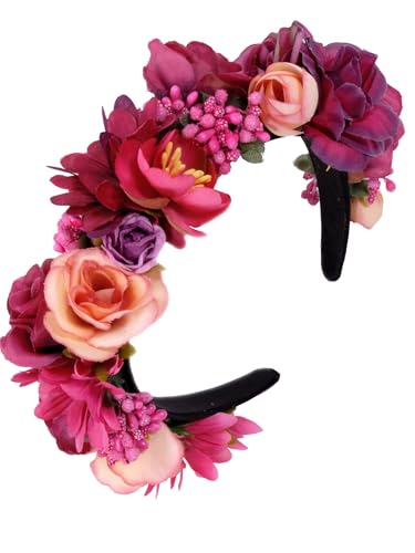 Trachten Blumenkranz Haarreif Blumen Haare Haarband Haarschmuck Hochzeit Oktoberfest Pink von Moschen-Bayern