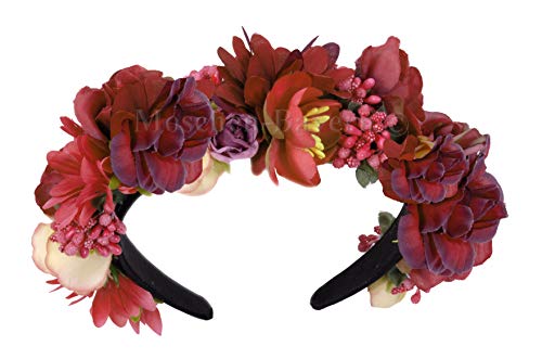 Trachten Blumenkranz Haarreif Blumen Haare Haarband Haarschmuck Hochzeit Oktoberfest Rot von Moschen-Bayern