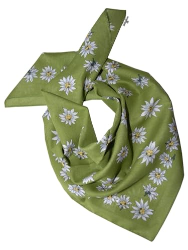 Trachtenhalstuch Trachtentuch Halstuch Edelweiß Trachten Damen Herren Nickituch Edelweißtuch Grün von Moschen-Bayern
