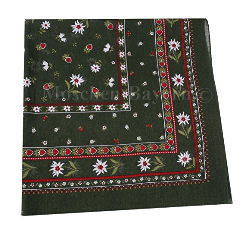 Trachtenhalstuch Trachtentuch Halstuch Edelweiß Trachten Damen Herren Nickituch Edelweißtuch Grün von Moschen-Bayern