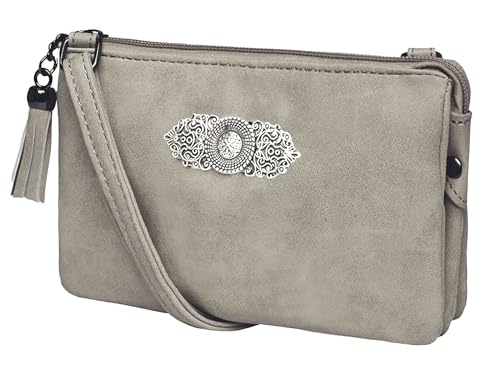 Trachtentasche Dirndltasche Damentasche Handtasche Umhängetasche Ledertasche - Grau Silber von Moschen Bayern