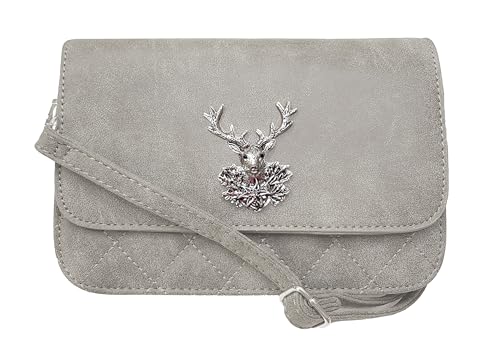Trachtentasche Dirndltasche Damentasche Handtasche Umhängetasche Ledertasche - Grau Silber von Moschen Bayern