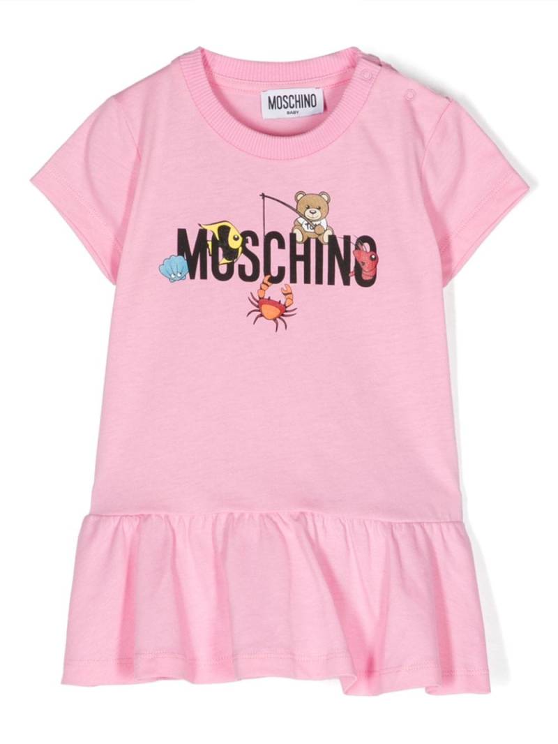 Moschino Kids Ausgestelltes Kleid mit Logo-Print - Rosa von Moschino Kids