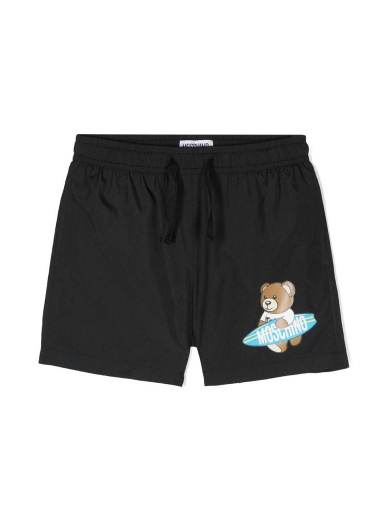 Moschino Kids Badeshorts mit Teddy-Print - Schwarz von Moschino Kids