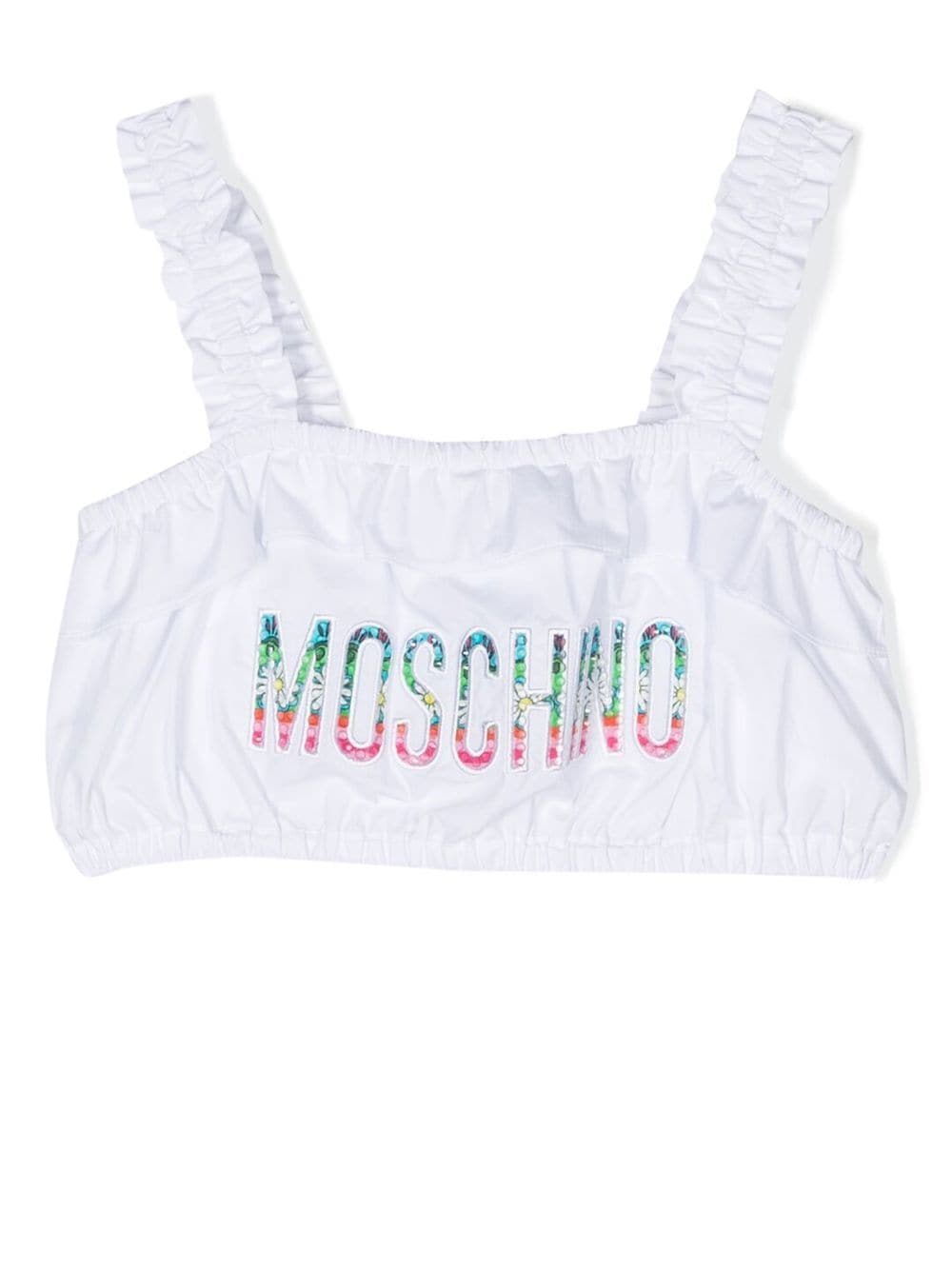 Moschino Kids Bikinioberteil mit Logo-Stickerei - Weiß von Moschino Kids