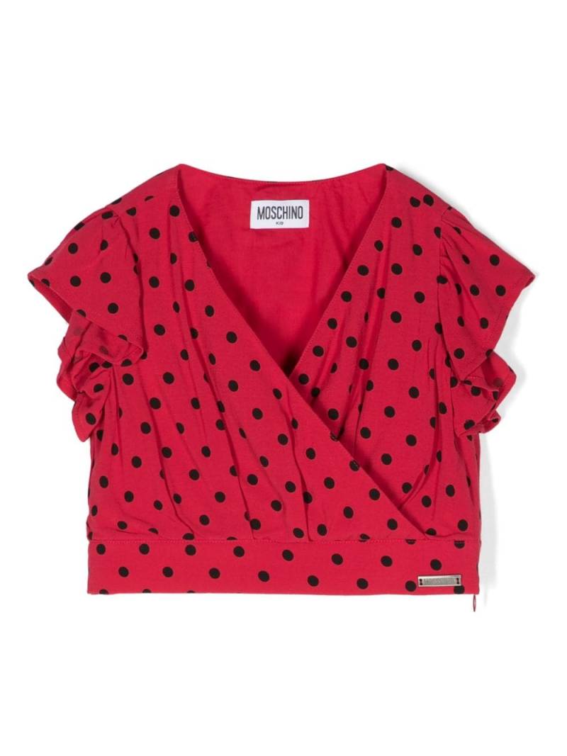Moschino Kids Cropped-Bluse mit Polka Dots - Rot von Moschino Kids