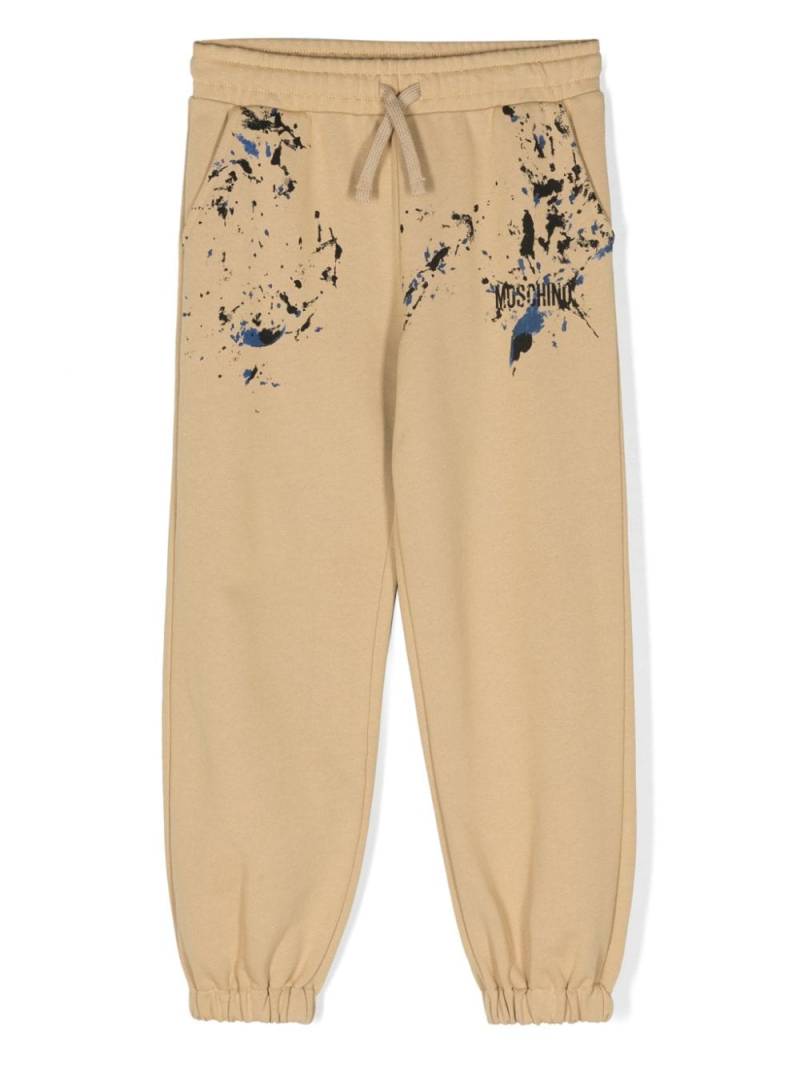 Moschino Kids Farbklecks-Jogginghose mit Logo-Print - Braun von Moschino Kids