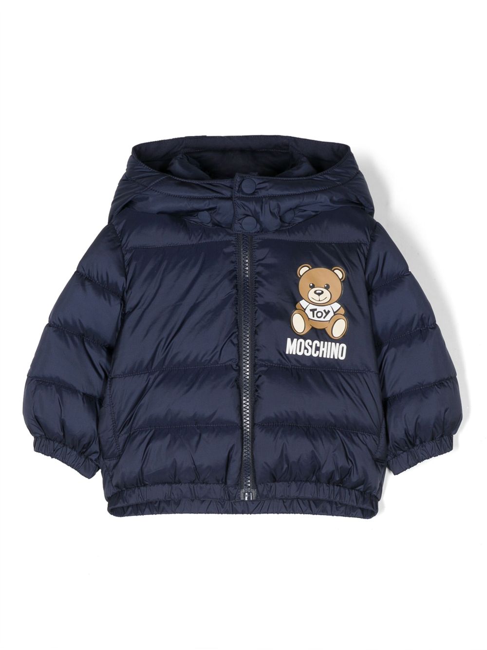 Moschino Kids Gefütterte Kapuzenjacke mit Logo-Print - Blau von Moschino Kids