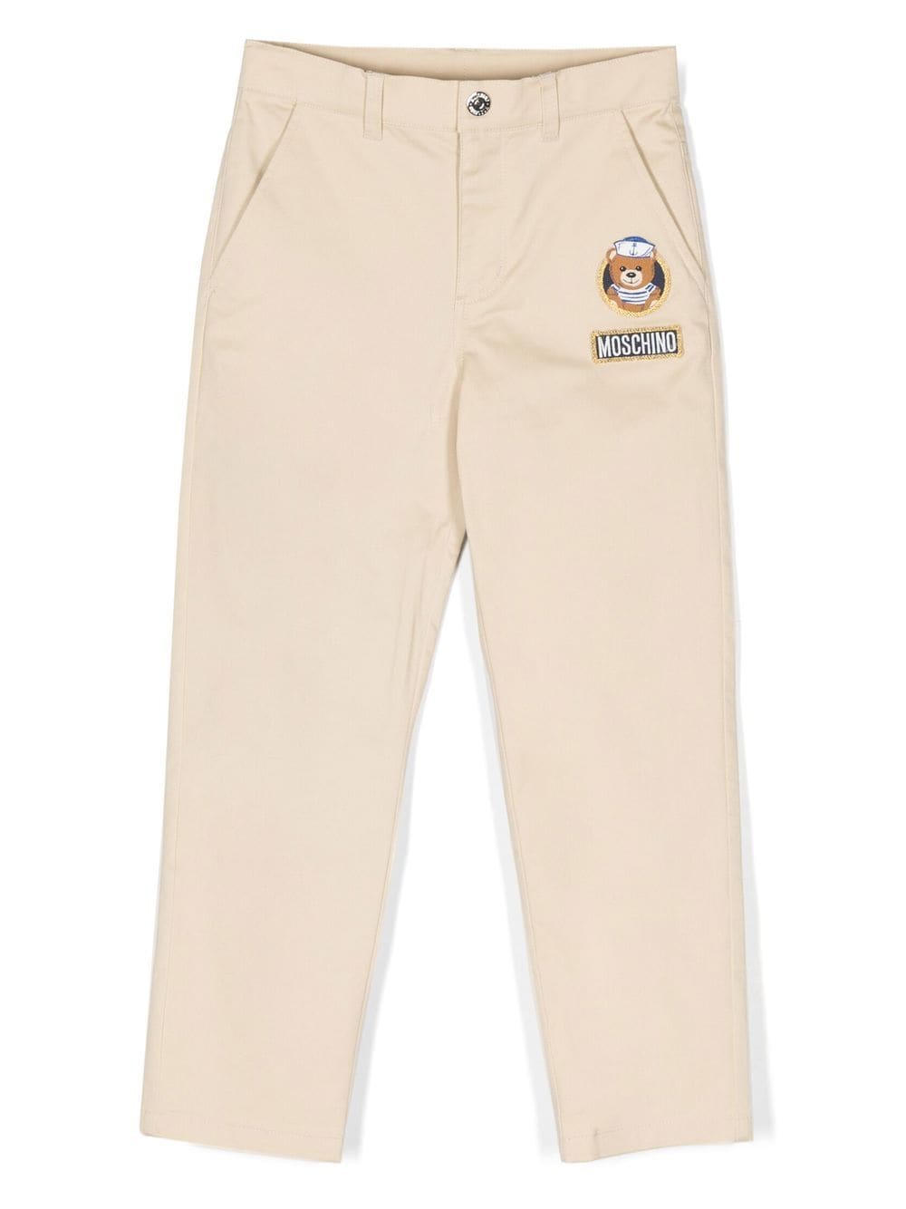 Moschino Kids Gerade Chino mit Logo-Patch - Nude von Moschino Kids