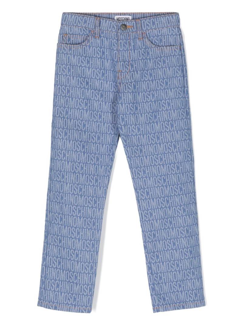 Moschino Kids Gerade Jeans aus Monogramm-Jacquard - Blau von Moschino Kids