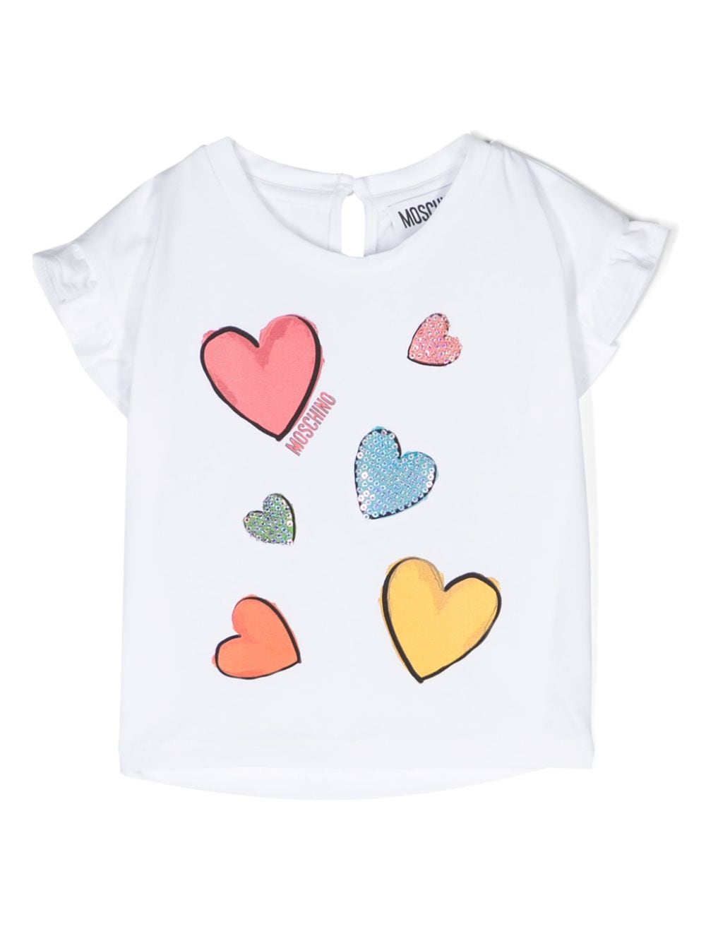 Moschino Kids Gerüschtes T-Shirt mit Herz-Print - Weiß von Moschino Kids