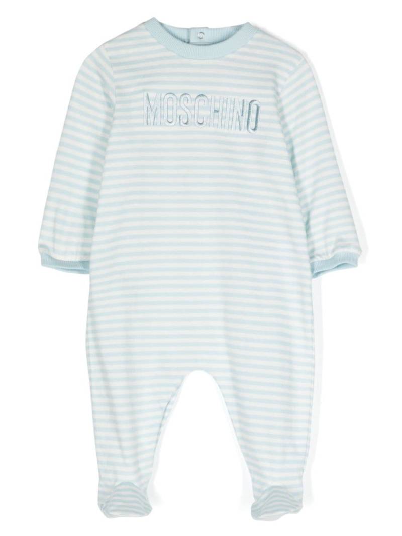 Moschino Kids Gestreifter Pyjama mit Logo-Stickerei - Weiß von Moschino Kids