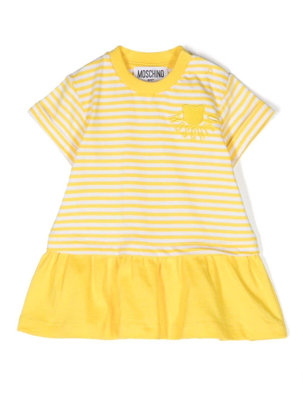 Moschino Kids Gestreiftes Kleid mit Logo-Stickerei - Gelb von Moschino Kids