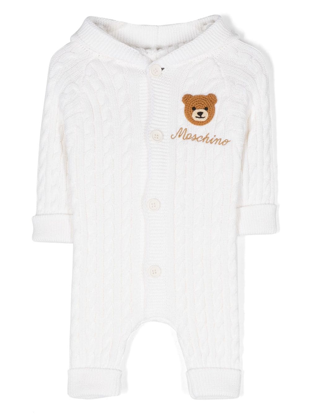 Moschino Kids Gestrickter Strampler mit Teddy-Patch - Weiß von Moschino Kids