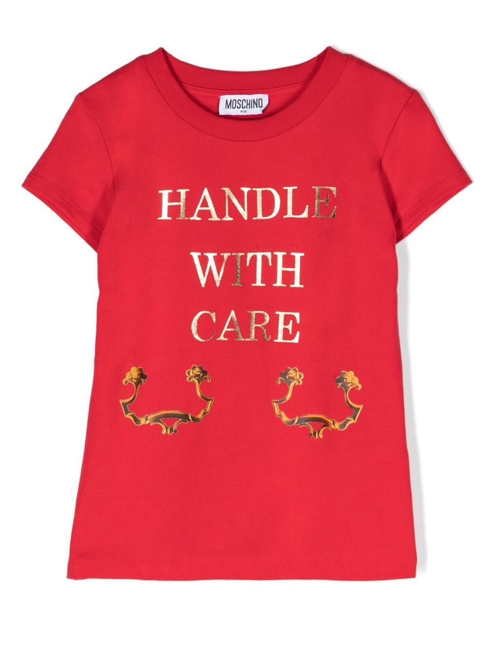 Moschino Kids T-Shirt mit "Handle with Care"-Print - Rot von Moschino Kids