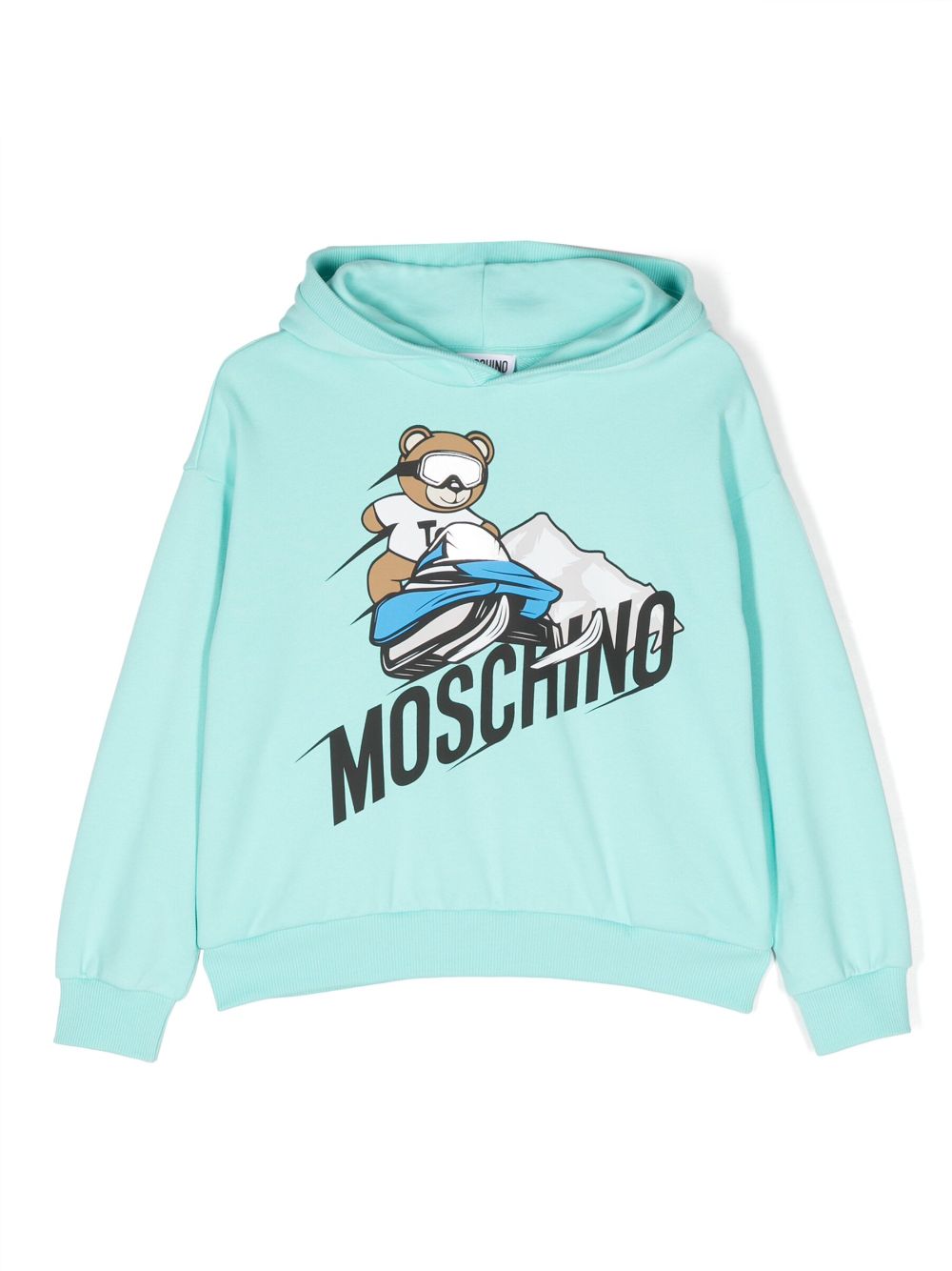 Moschino Kids Hoodie mit Teddy-Print - Blau von Moschino Kids