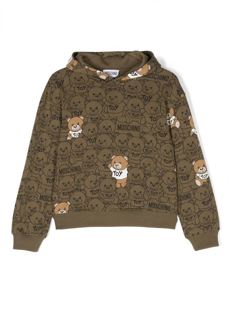 Moschino Kids Hoodie mit Teddy-Print - Grün von Moschino Kids