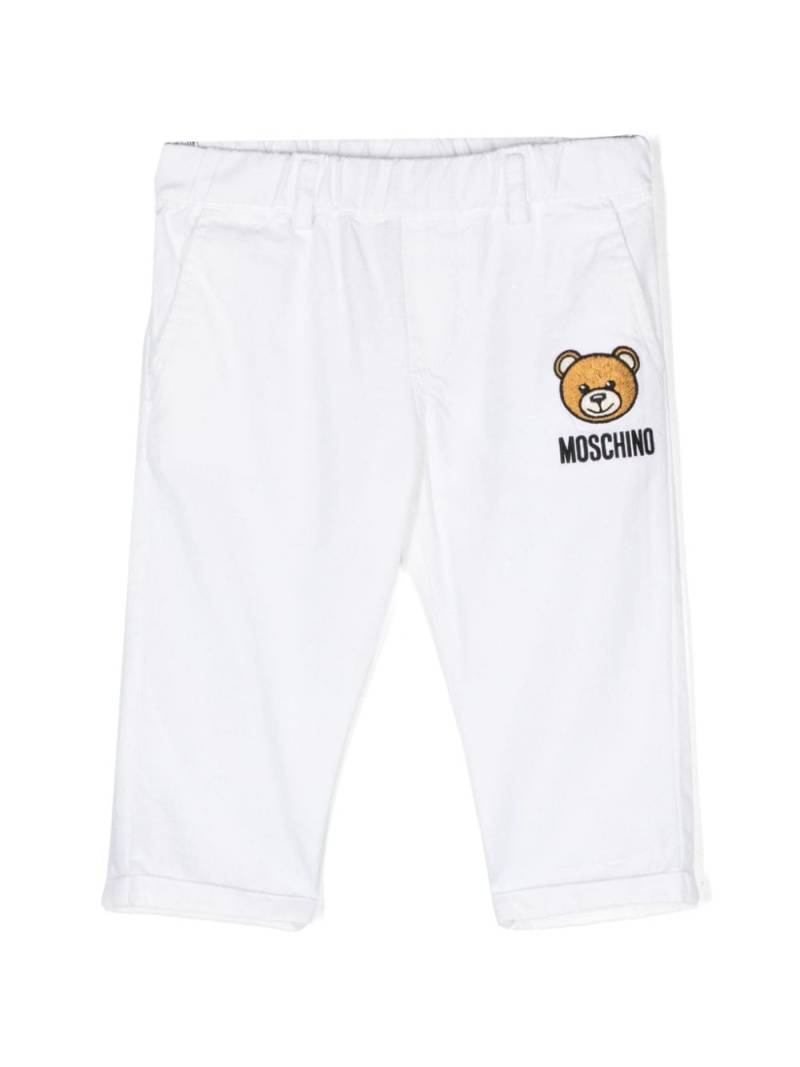 Moschino Kids Hose mit Teddy-Stickerei - Weiß von Moschino Kids