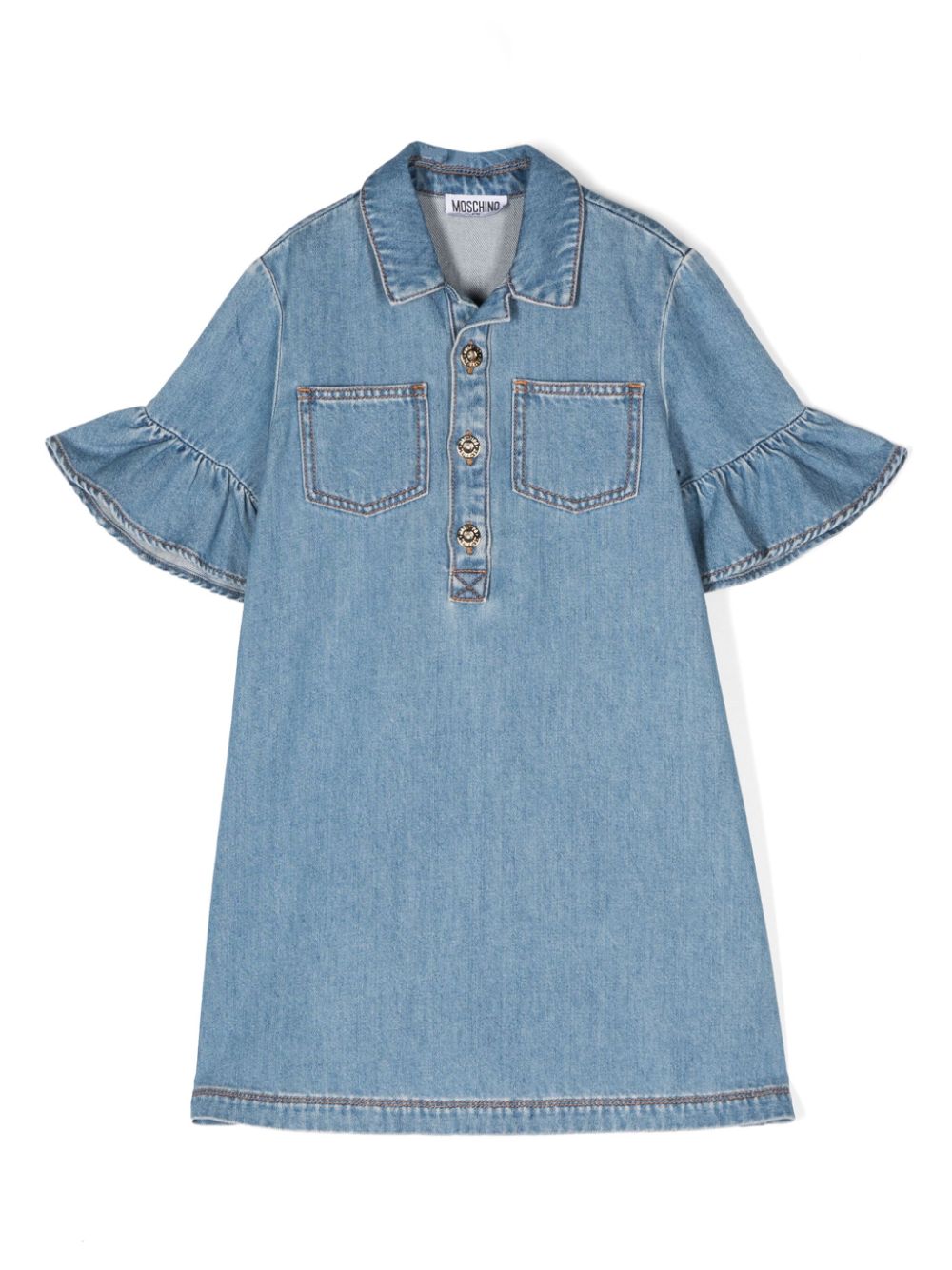 Moschino Kids Jeanskleid mit Strassverzierung - Blau von Moschino Kids