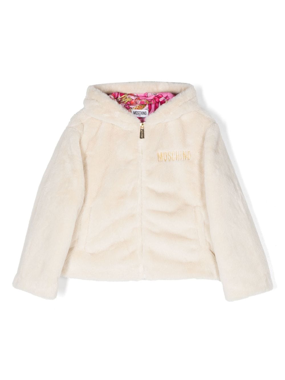 Moschino Kids Kapuzenjacke aus Faux Fur - Weiß von Moschino Kids