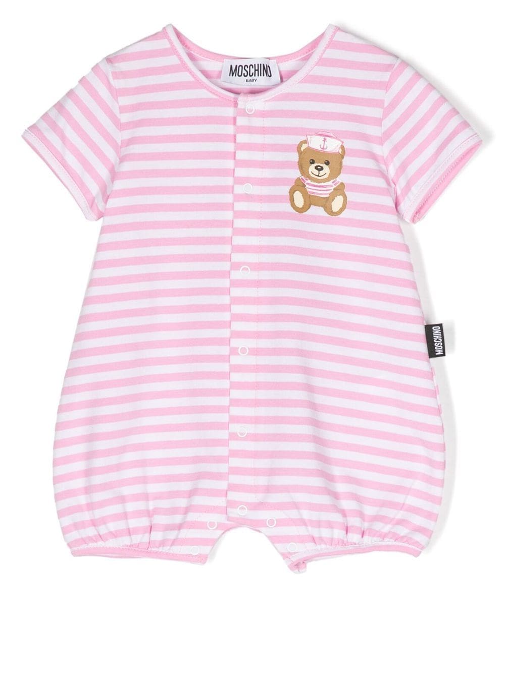 Moschino Kids Kurzer Strampler mit Streifen - Rosa von Moschino Kids