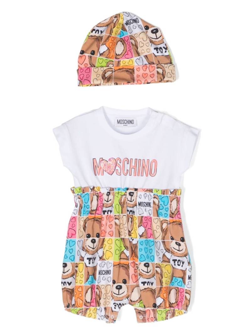 Moschino Kids Kurzer Strampler mit Teddy-Print - Weiß von Moschino Kids