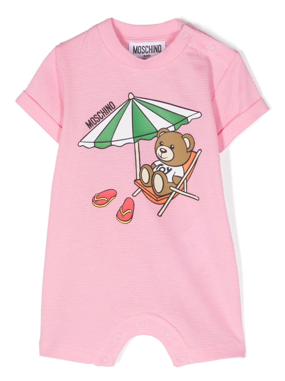 Moschino Kids Kurzer Strampler mit Teddy - Rosa von Moschino Kids