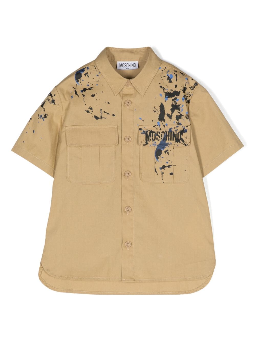 Moschino Kids Popeline-Hemd mit Farbklecks-Print - Nude von Moschino Kids