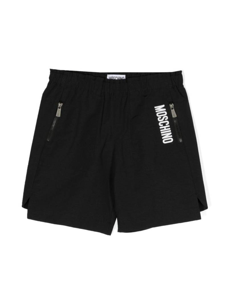 Moschino Kids Ripstop-Shorts mit Logo-Print - Schwarz von Moschino Kids