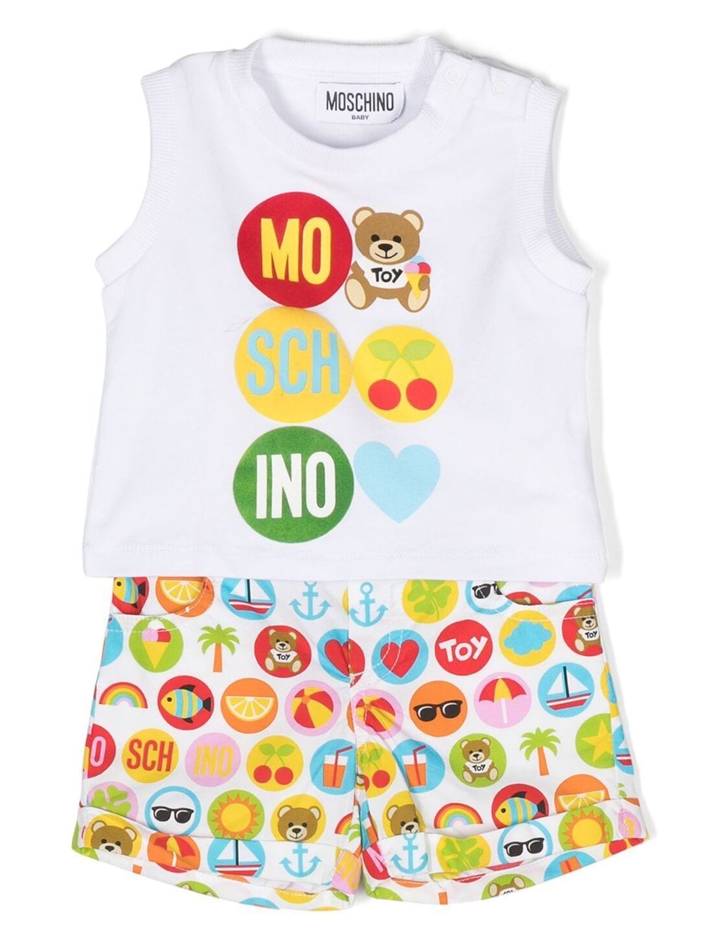 Moschino Kids Set aus T-Shirt und Shorts mit Print - Weiß von Moschino Kids