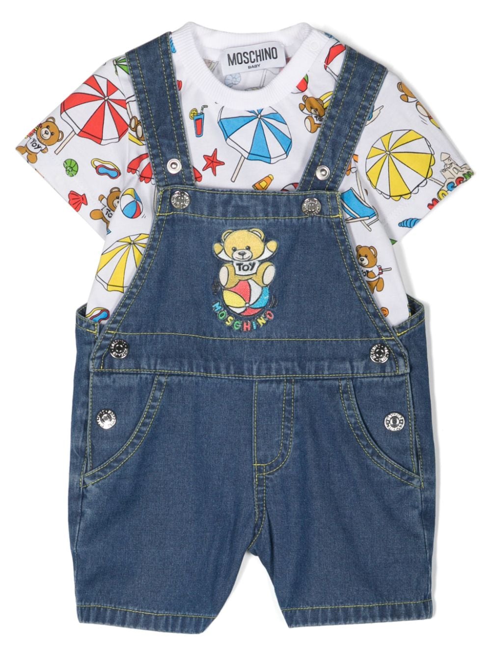 Moschino Kids Set mit Jeans-Latzhose - Blau von Moschino Kids