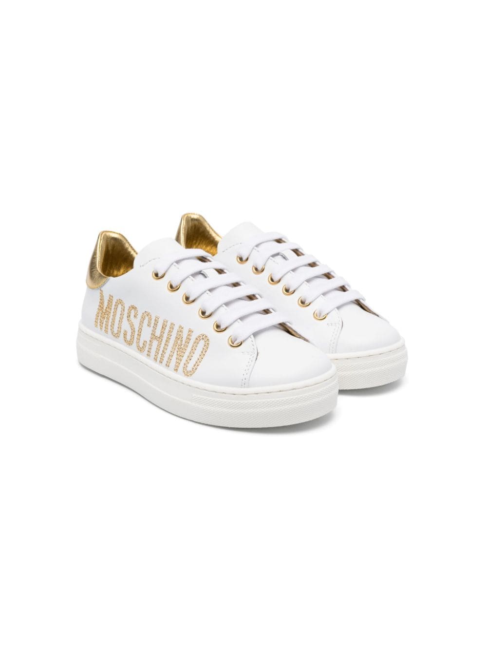 Moschino Kids Sneakers mit Nieten-Logo - Weiß von Moschino Kids