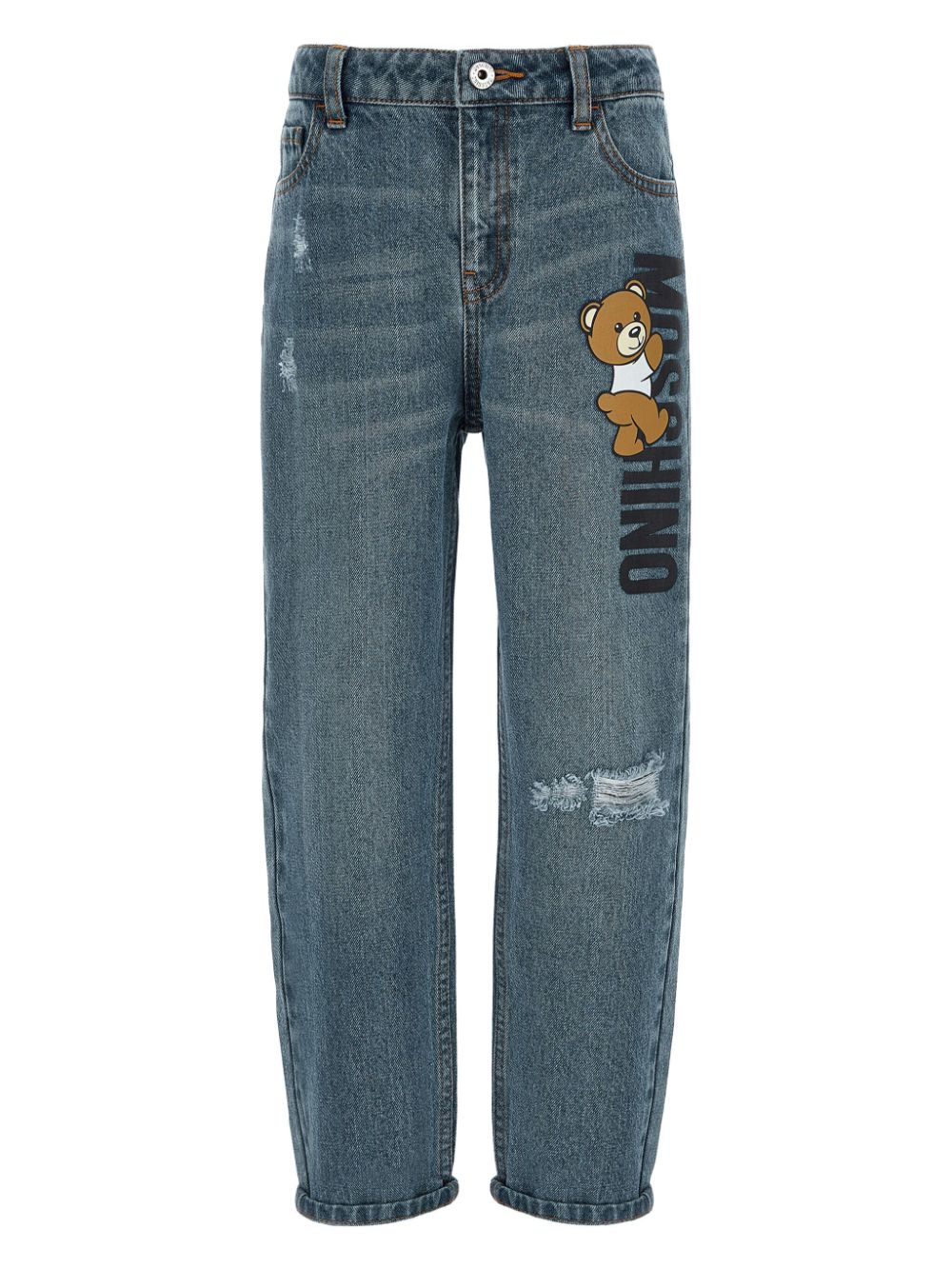 Moschino Kids Straight-Leg-Jeans mit Teddy-Print - Blau von Moschino Kids