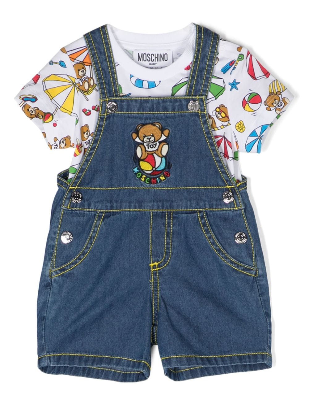 Moschino Kids Teddy Bear T-shirt and dungaree set - Blau von Moschino Kids