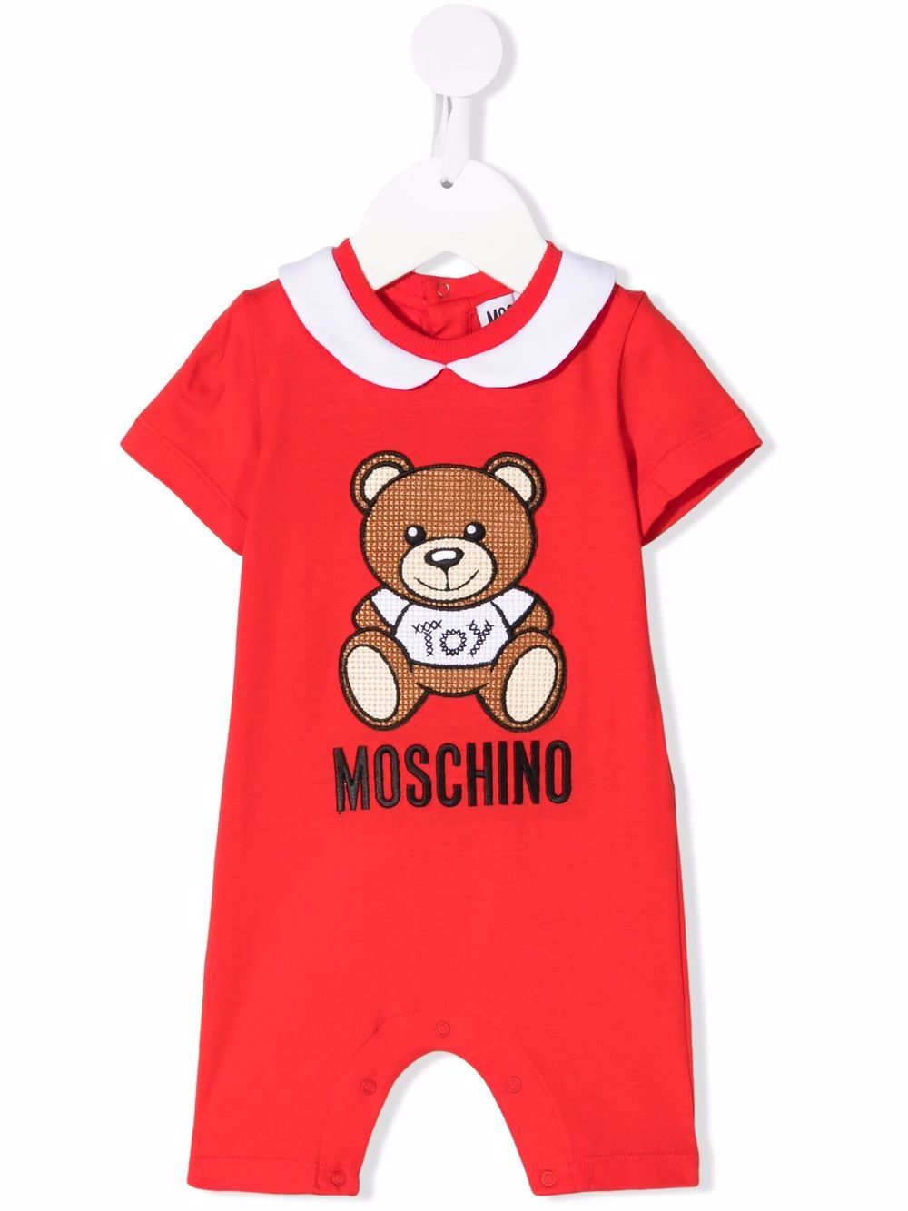 Moschino Kids Kurzer Strampler mit Teddy-Print - Rot von Moschino Kids