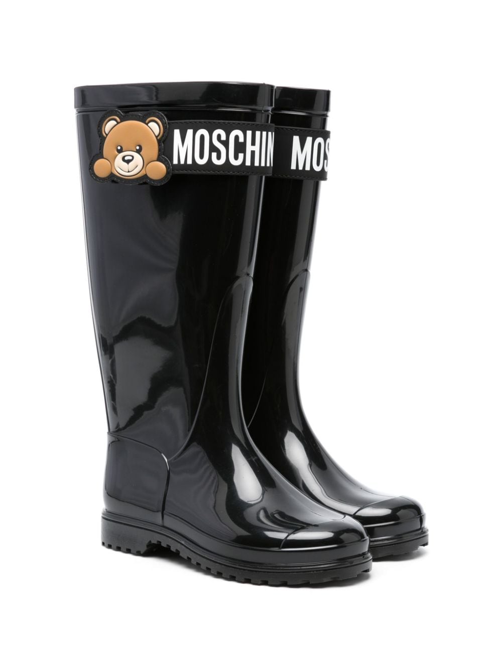 Moschino Kids Regenstiefel mit Teddy-Patch - Schwarz von Moschino Kids