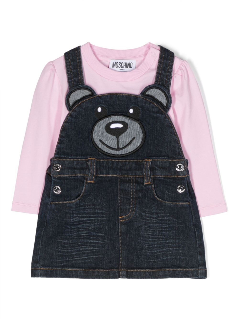 Moschino Kids Jeanskleid mit Teddy-Motiv - Blau von Moschino Kids