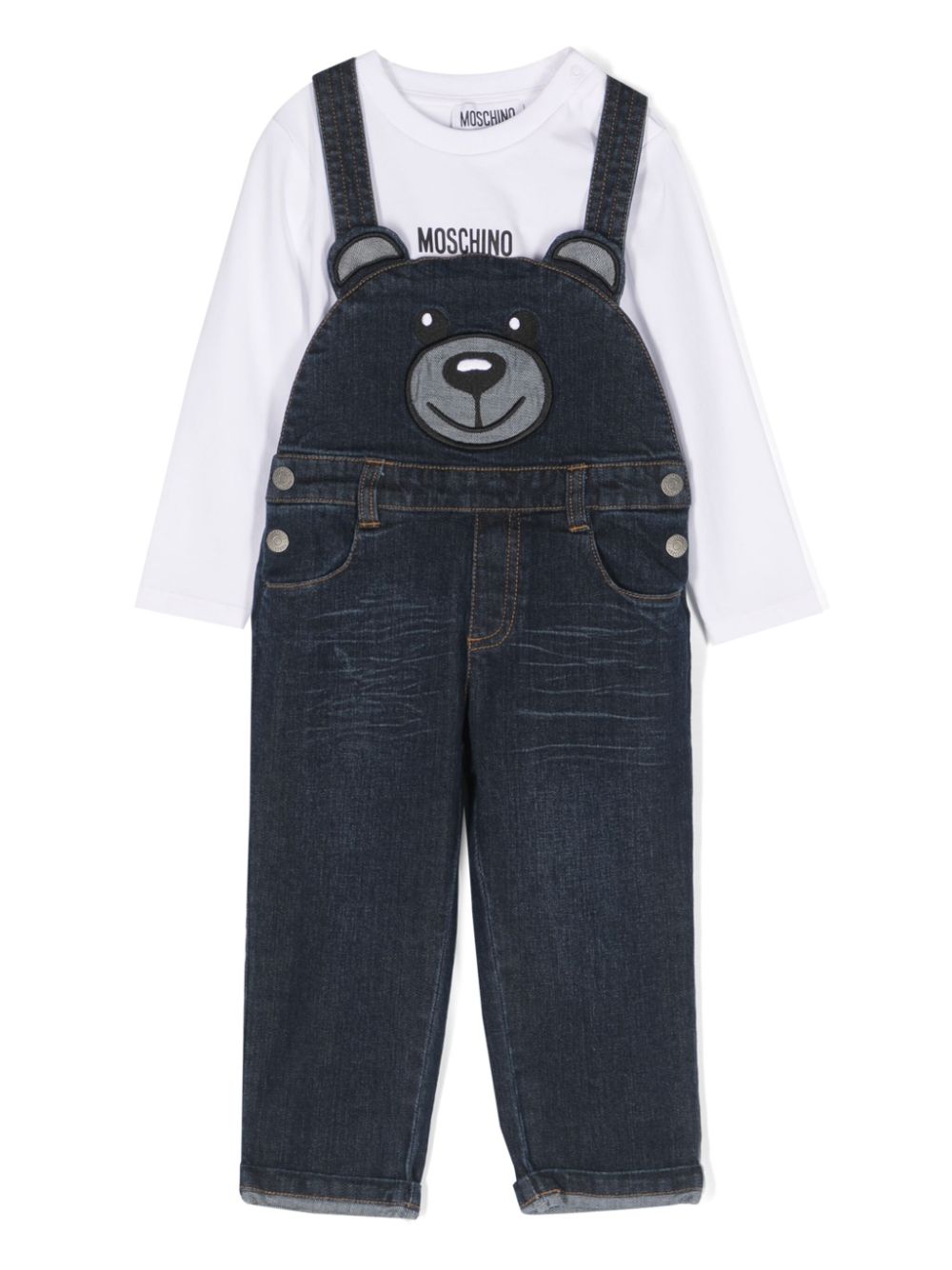 Moschino Kids Jeans-Latzhose mit Teddy - Blau von Moschino Kids