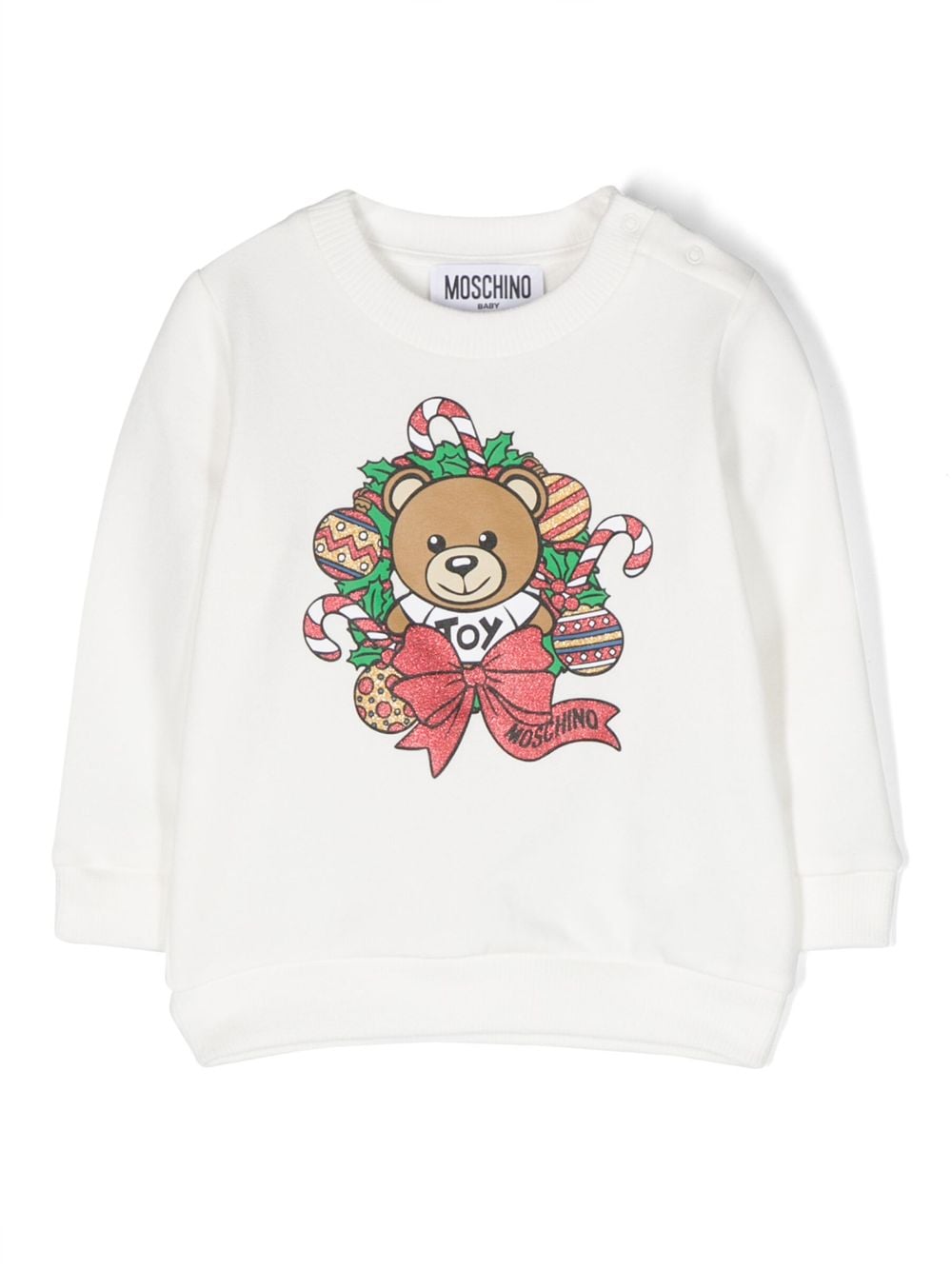 Moschino Kids Sweatshirt mit Teddy in Glitter-Optik - Weiß von Moschino Kids