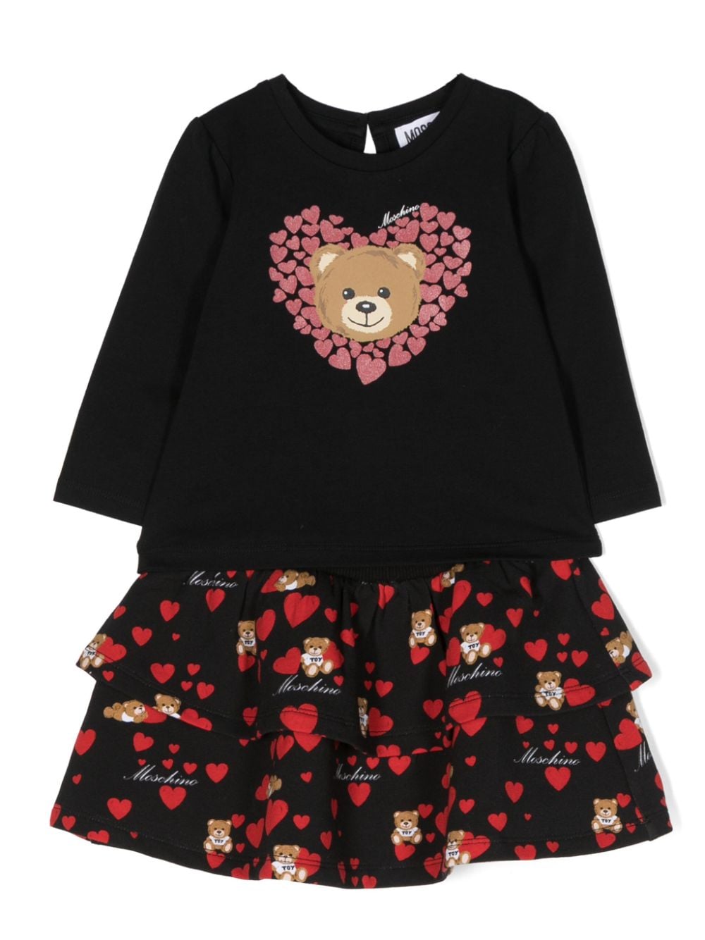 Moschino Kids Kleid aus Jersey-Fleece mit Teddy - Schwarz von Moschino Kids